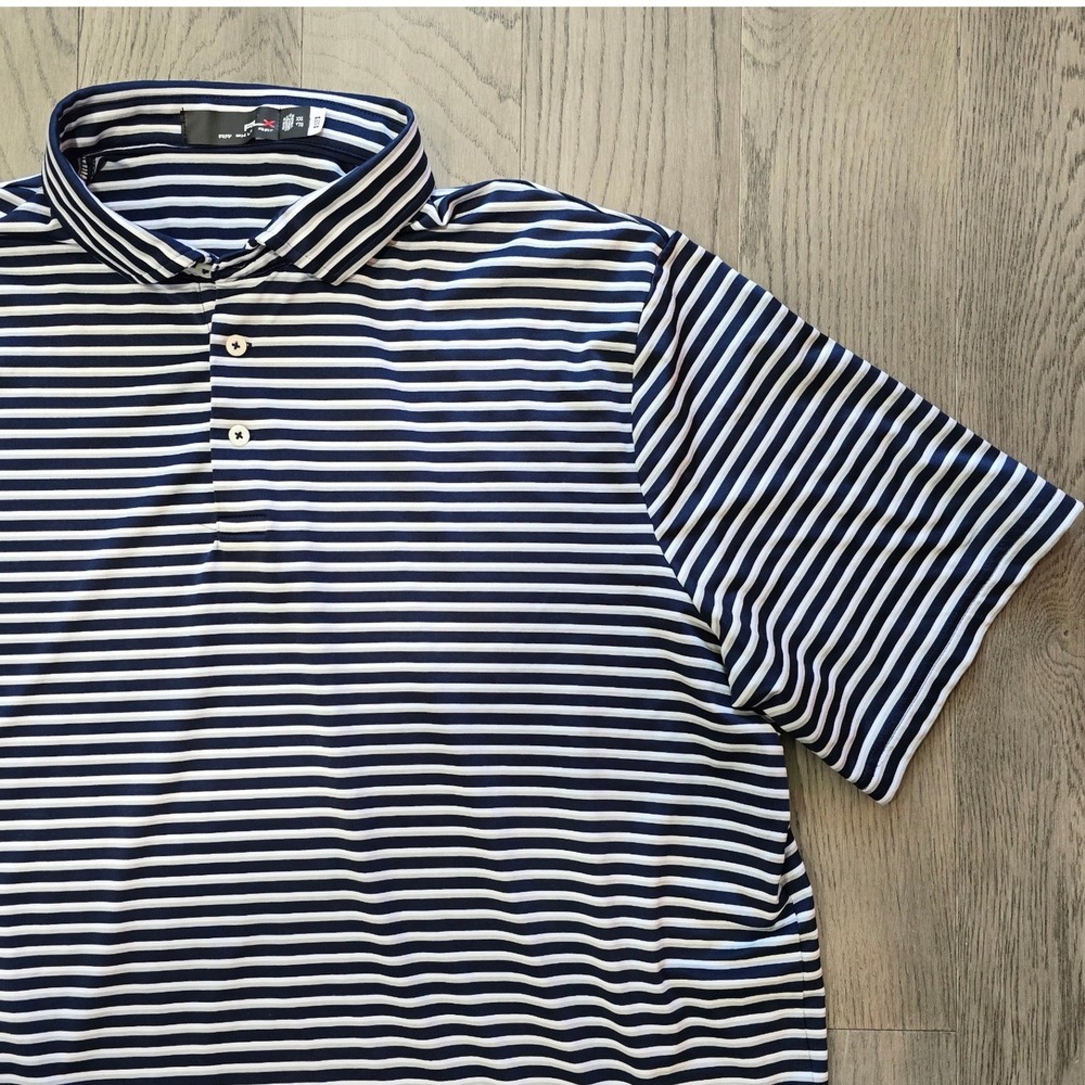 Lot of 2 RLX Ralph Lauren Mens XXL Golf Polo Shirts Striped Blue Navy Pink